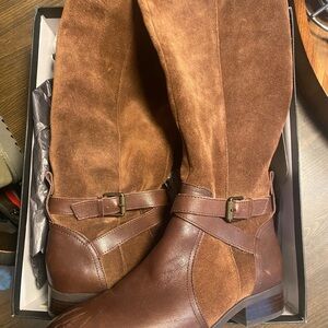 Brown Suede and Leather Over the Knee Boots (NWOT)